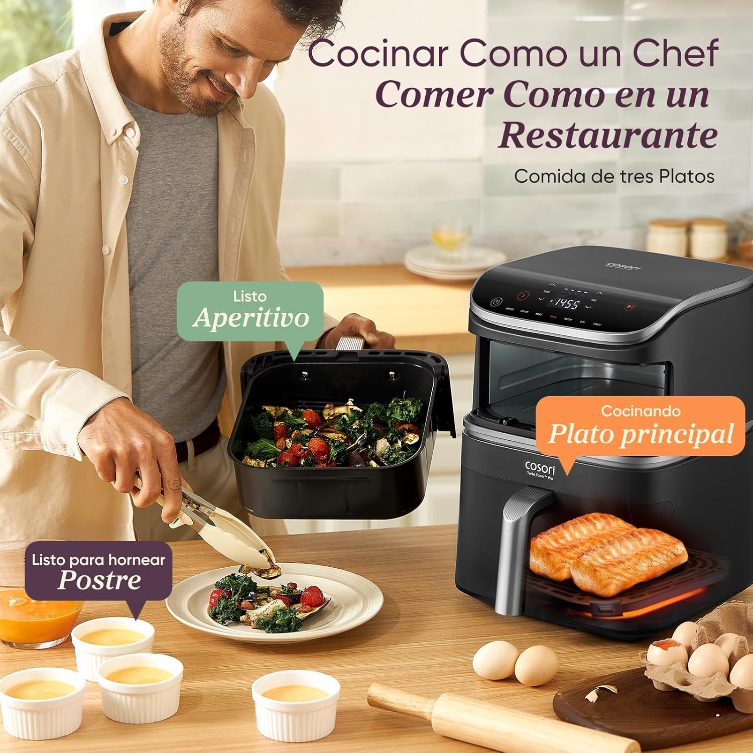 Cosori Turbo Tower Pro Air Fryer: Dual Basket, 10.8L Capacity, Dual Blaze Tech
