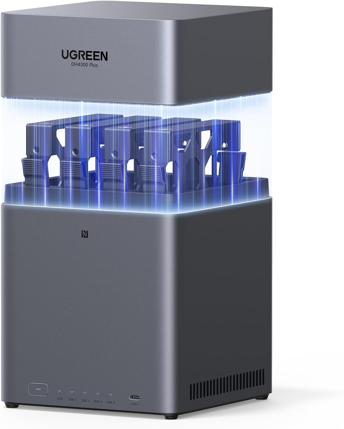 UGREEN NASync DH4300 Plus Desktop NAS 4 Bay, 2.5GB LAN Port, 8GB RAM, NFC One-Touch Connection, AI Family/Baby Album, Personal Cloud Home/Office (No Disks)