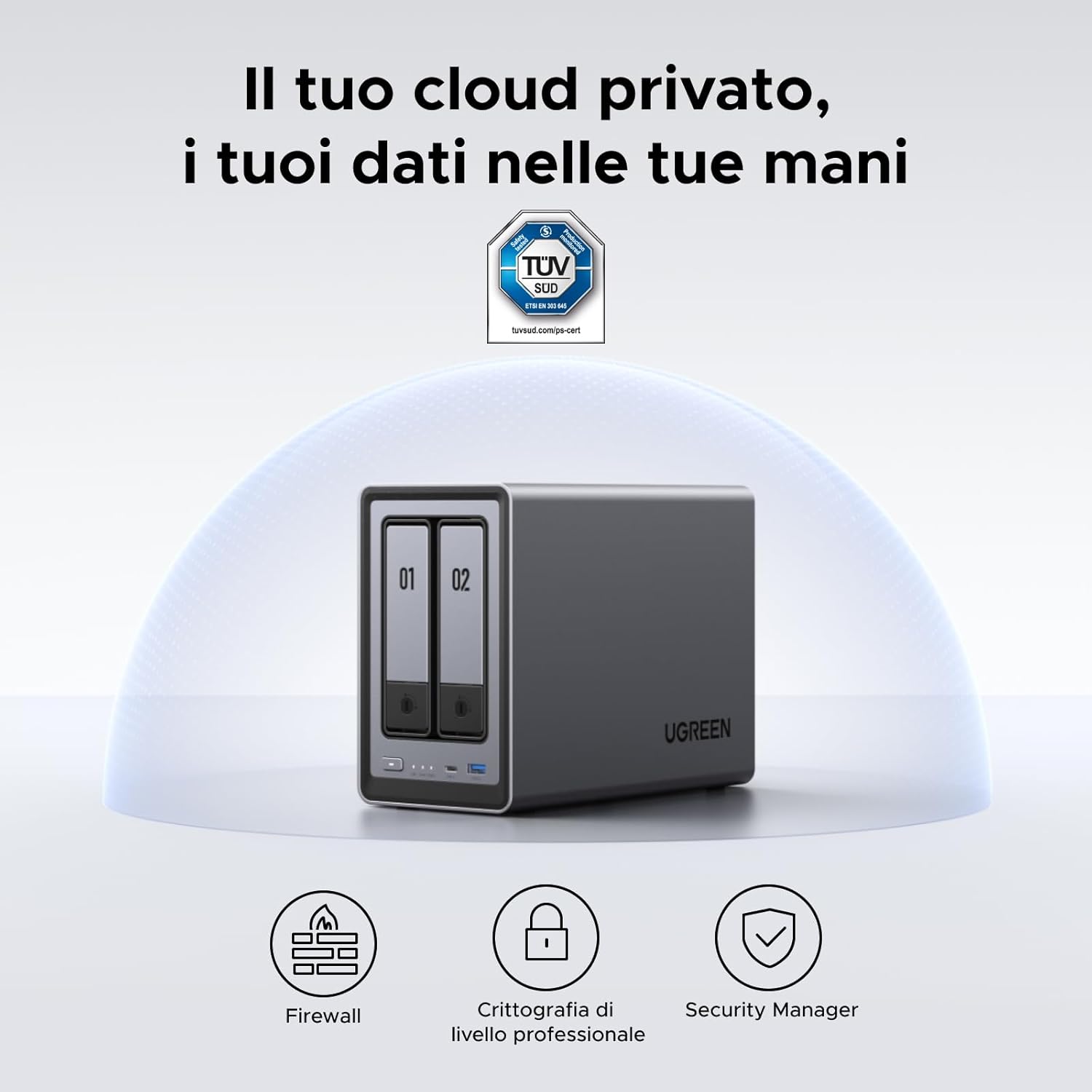 UGREEN NASync DXP2800 2 Bay Desktop NAS Quad-Core Intel N100 CPU, 8GB DDR5 RAM, 2.5GbE Enthernet, 2 x M.2 NVMe Slots, 4K HDMI, Networked Storage (No Disk)