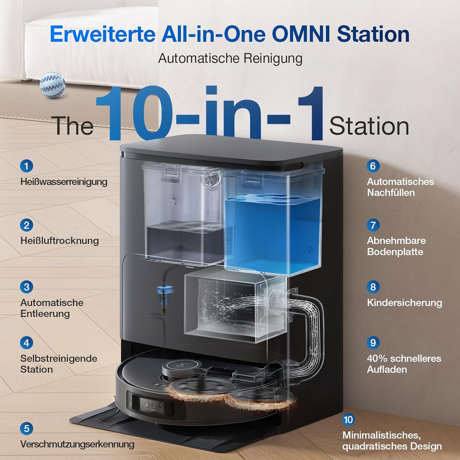 ECOVACS Deebot T30C Omni Robot Vacuum Cleaner with Mop, Auto Empty Station, and Hot Water Washing