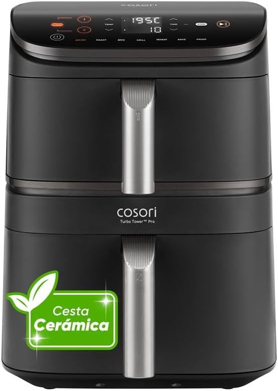 Cosori Turbo Tower Pro Air Fryer: Dual Basket, 10.8L Capacity, Dual Blaze Tech