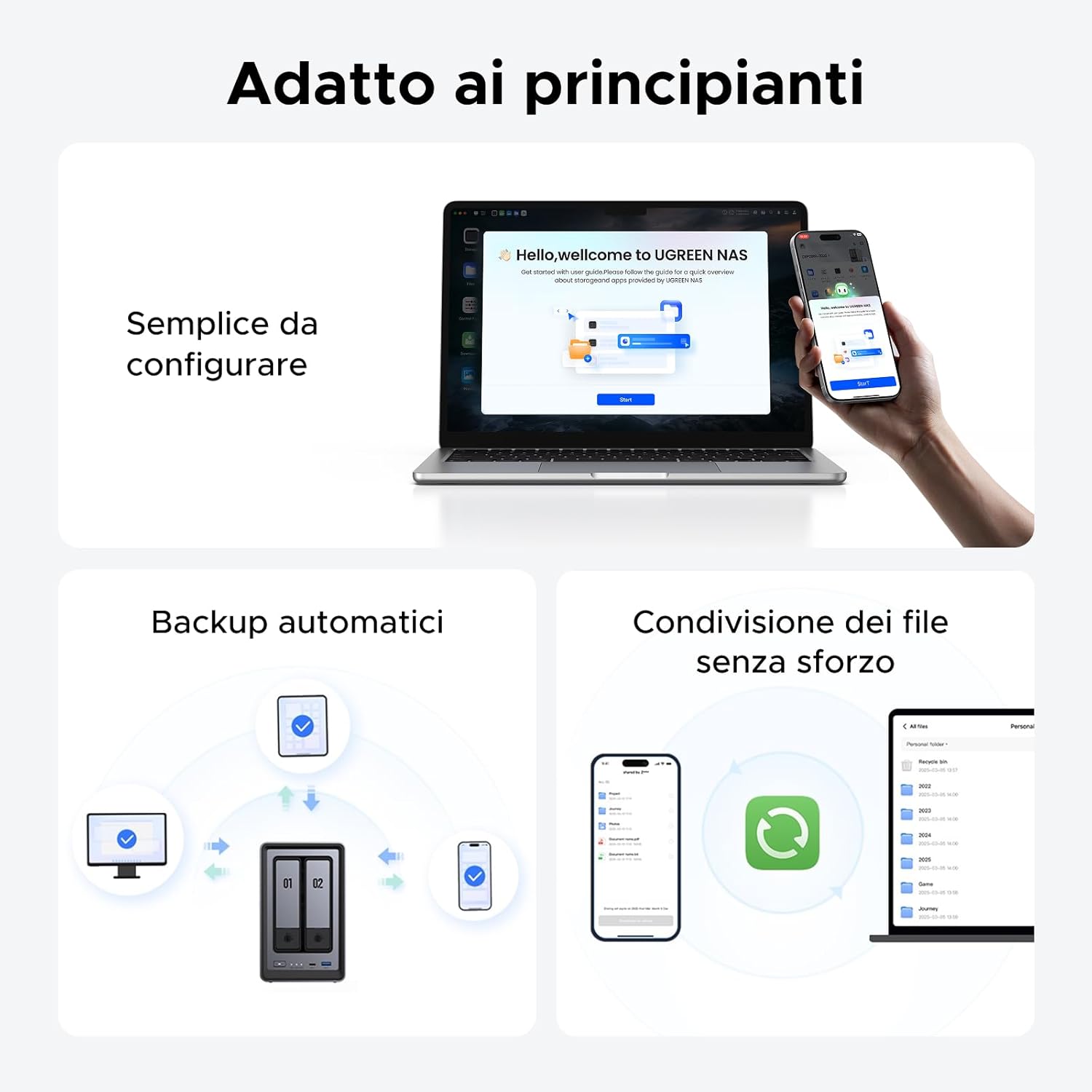 UGREEN NASync DXP2800 2 Bay Desktop NAS Quad-Core Intel N100 CPU, 8GB DDR5 RAM, 2.5GbE Enthernet, 2 x M.2 NVMe Slots, 4K HDMI, Networked Storage (No Disk)