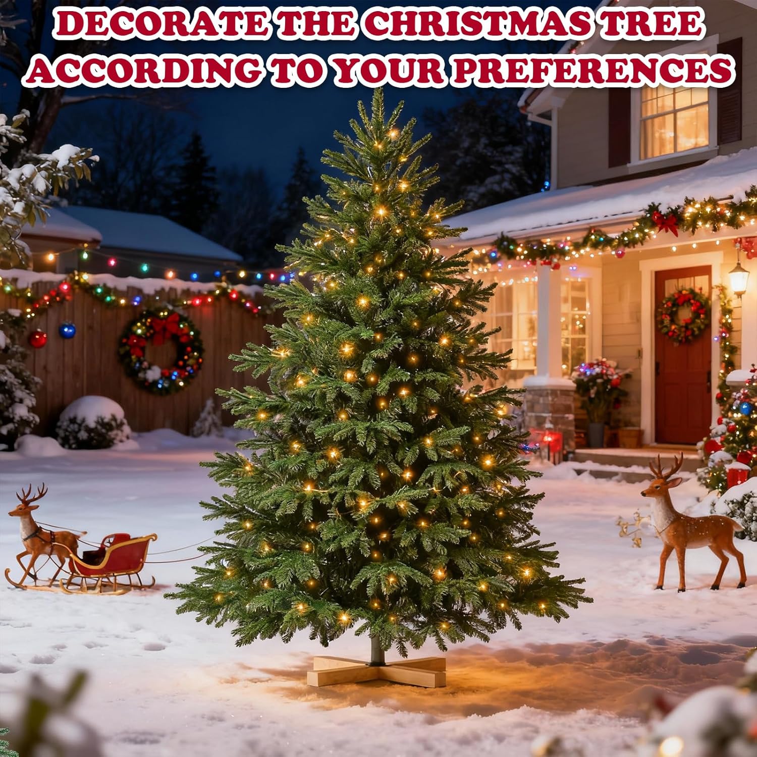 Artificial Snow-Flocked Christmas Tree with Stand, Easy Assembly