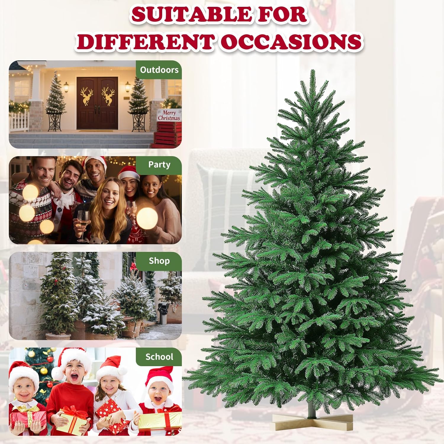 Artificial Snow-Flocked Christmas Tree with Stand, Easy Assembly