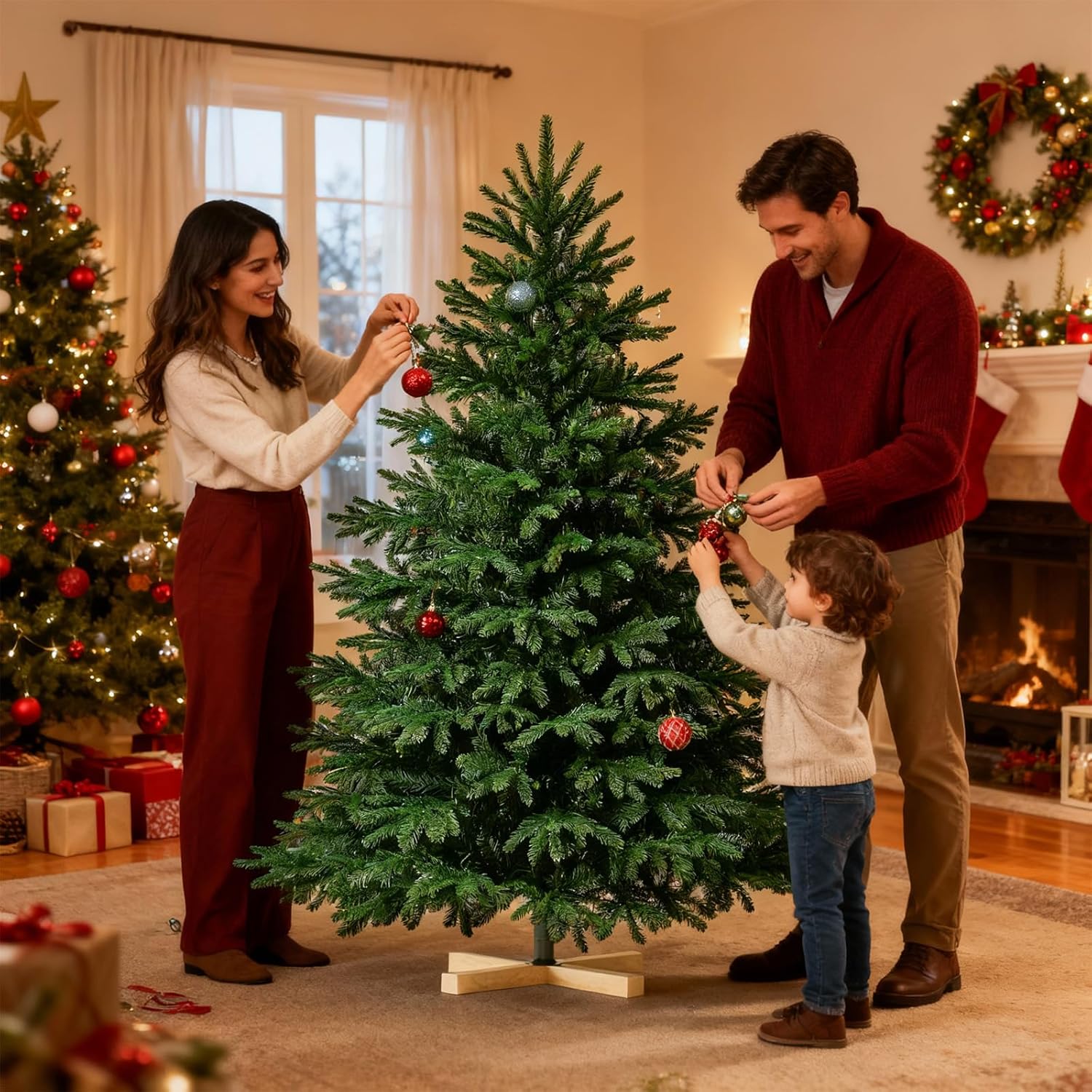 Artificial Snow-Flocked Christmas Tree with Stand, Easy Assembly