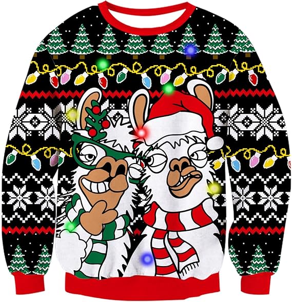 Belovecol Unisex Christmas Jumper, LED Ugly Christmas Sweater, Long-Sleeved Knitted Jumper