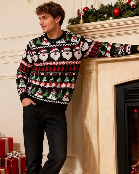 Belovecol Unisex Christmas Jumper, LED Ugly Christmas Sweater, Long-Sleeved Knitted Jumper