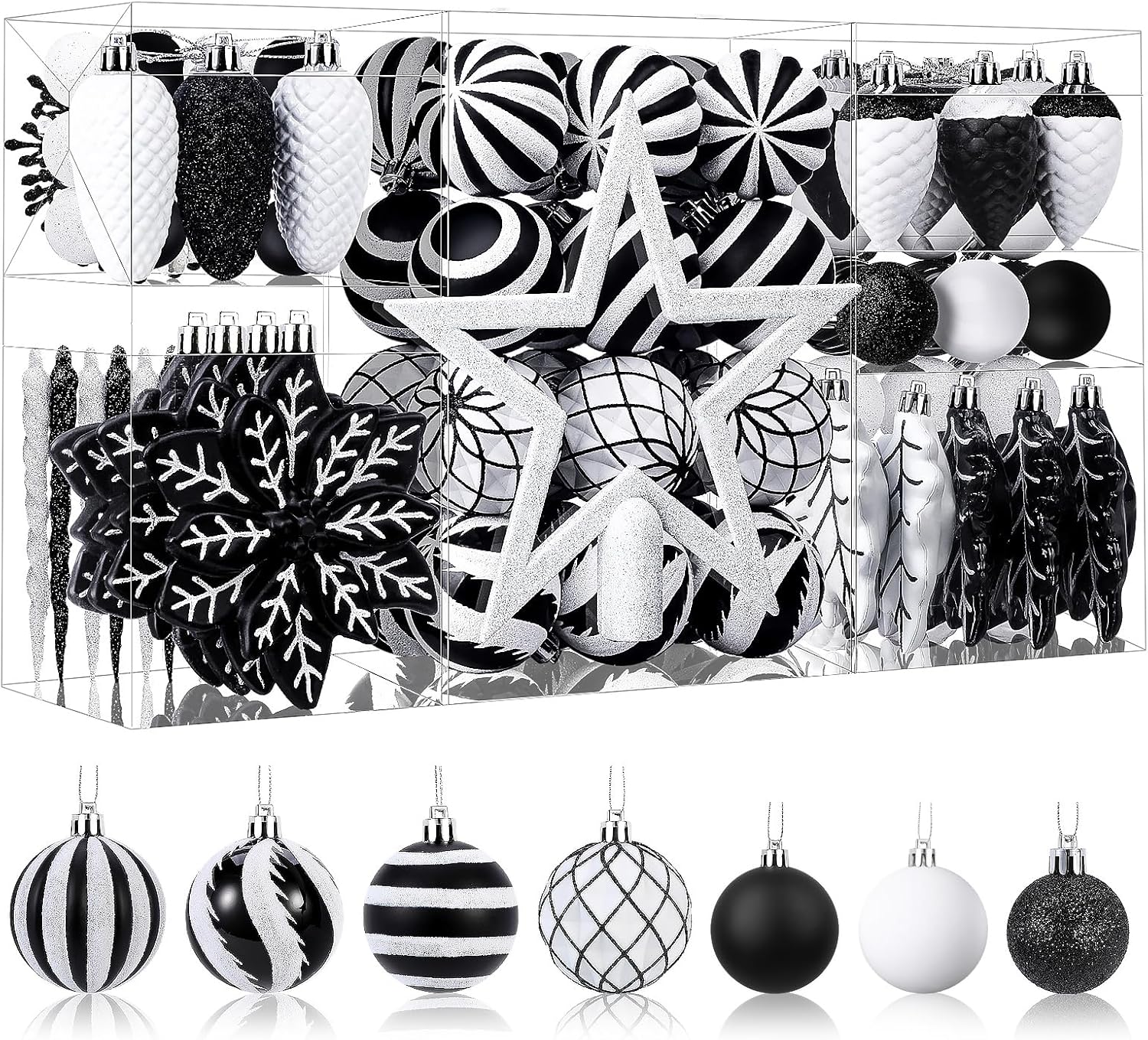 Shareconn 2025 Ruby Gold Christmas Baubles Set (106-Piece)