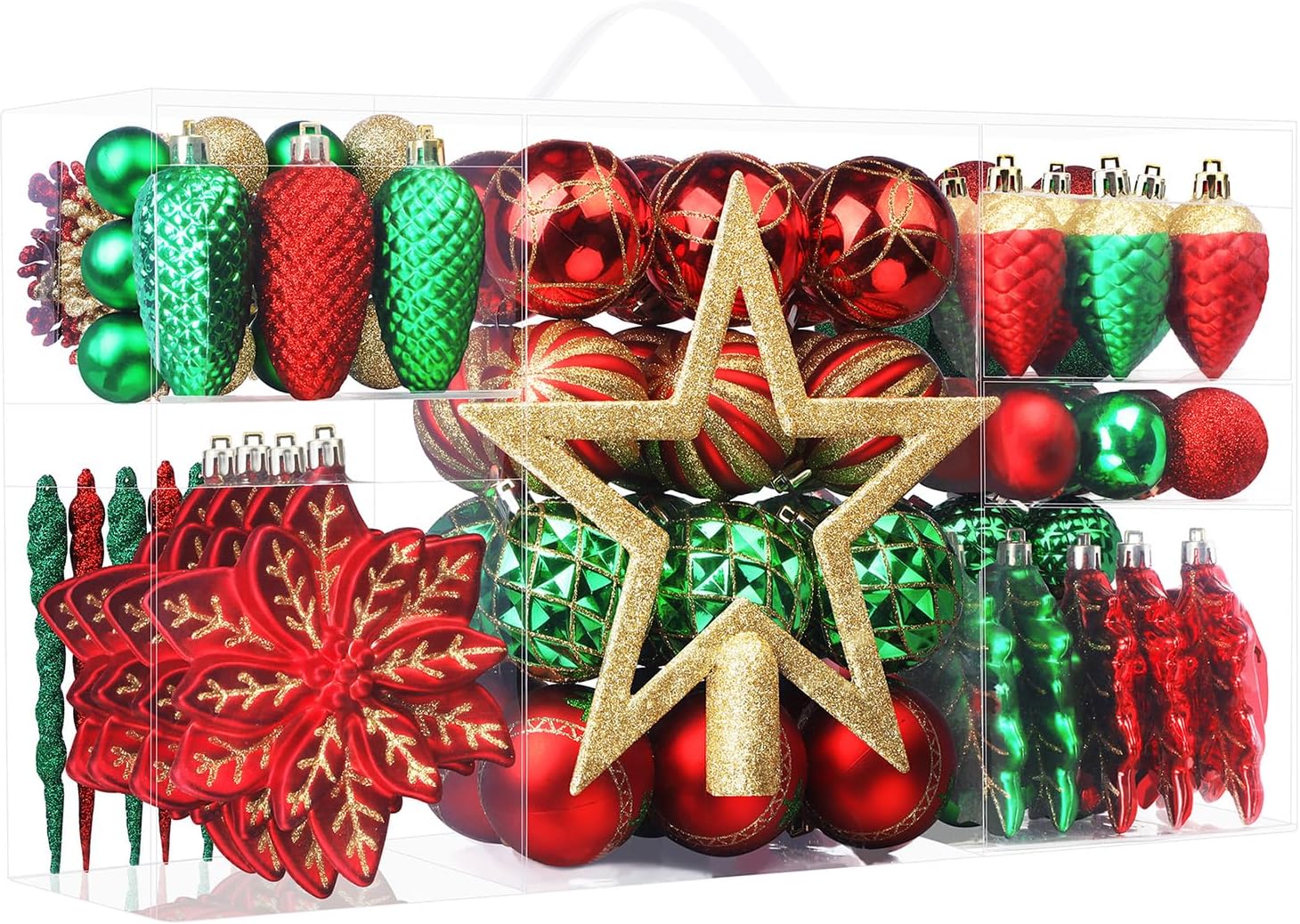Shareconn 2025 Ruby Gold Christmas Baubles Set (106-Piece)