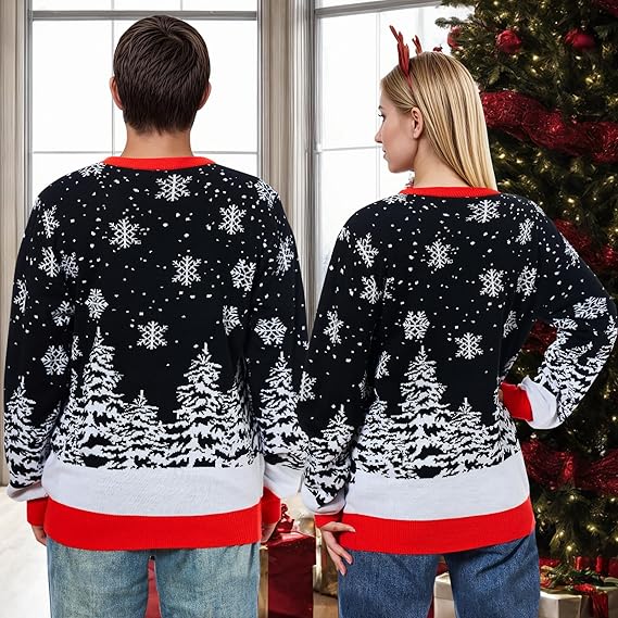Belovecol Unisex Christmas Jumper, LED Ugly Christmas Sweater, Long-Sleeved Knitted Jumper