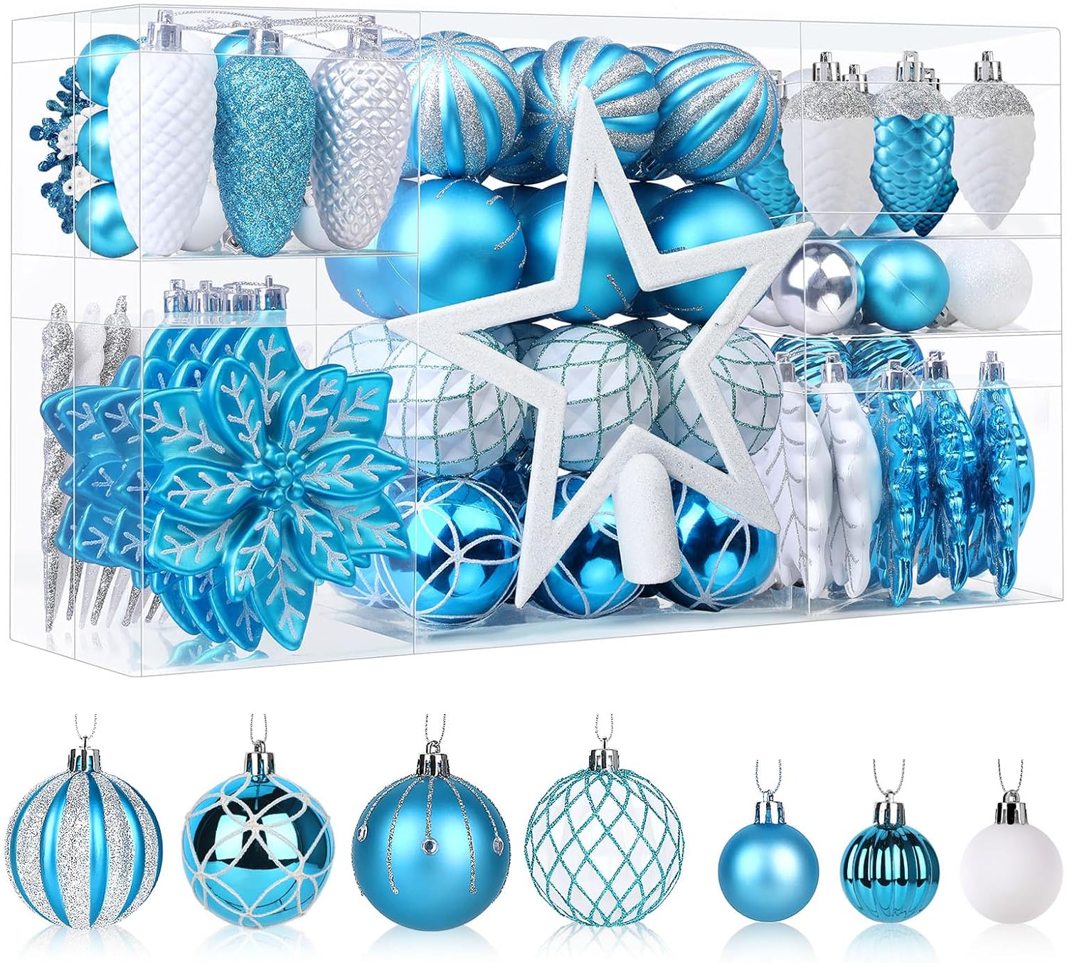 Shareconn 2025 Ruby Gold Christmas Baubles Set (106-Piece)