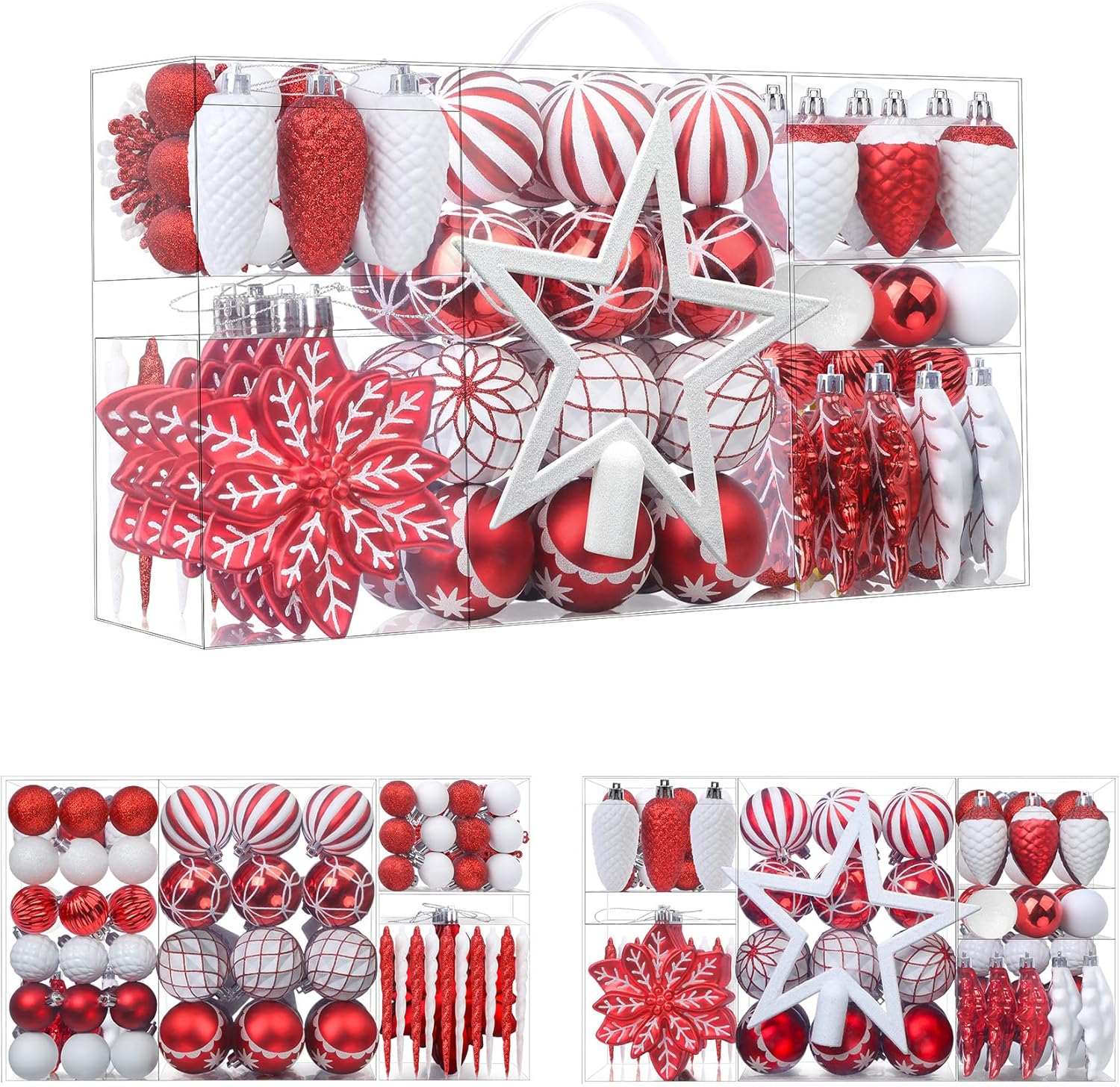 Shareconn 2025 Ruby Gold Christmas Baubles Set (106-Piece)