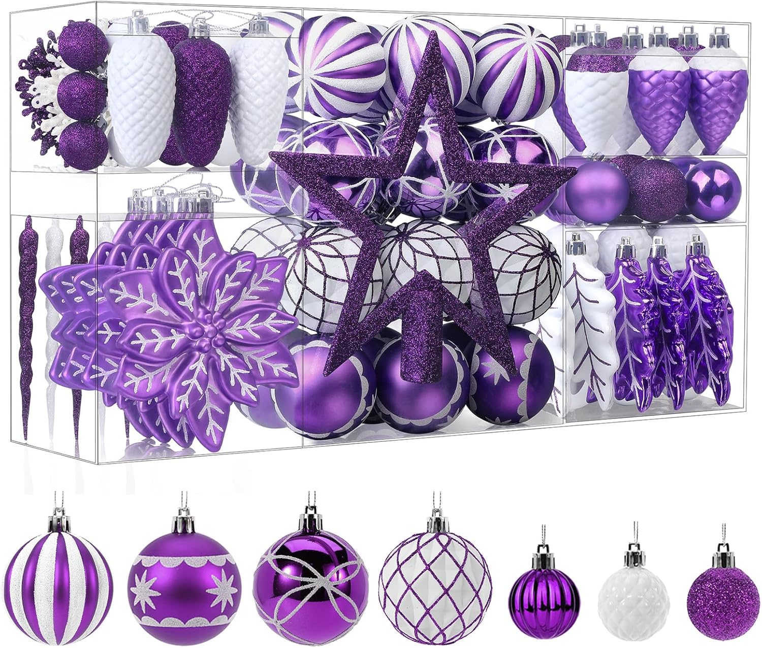 Shareconn 2025 Ruby Gold Christmas Baubles Set (106-Piece)