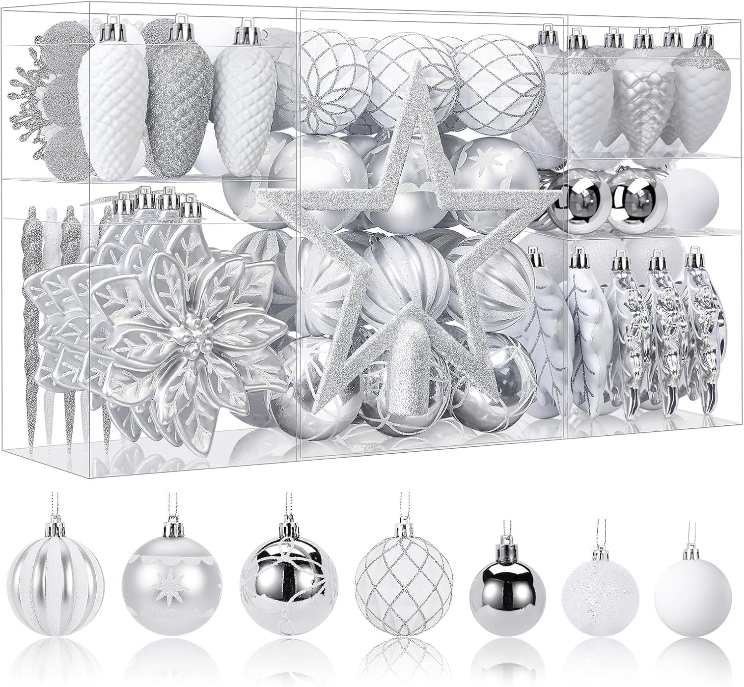 Shareconn 2025 Ruby Gold Christmas Baubles Set (106-Piece)