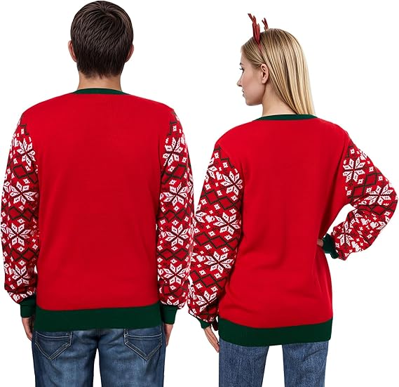 Belovecol Unisex Christmas Jumper, LED Ugly Christmas Sweater, Long-Sleeved Knitted Jumper