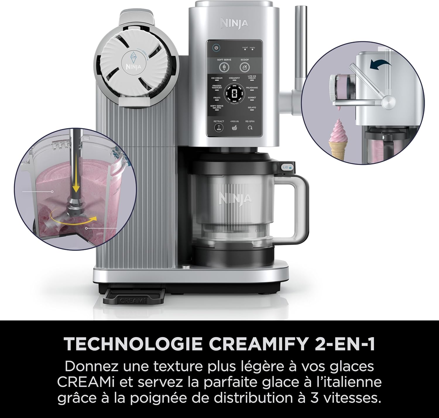 Ninja CREAMi Ice Cream Maker Platinum Grey - 2 Jars, 13 Modes, Gelato & Sorbet Functions