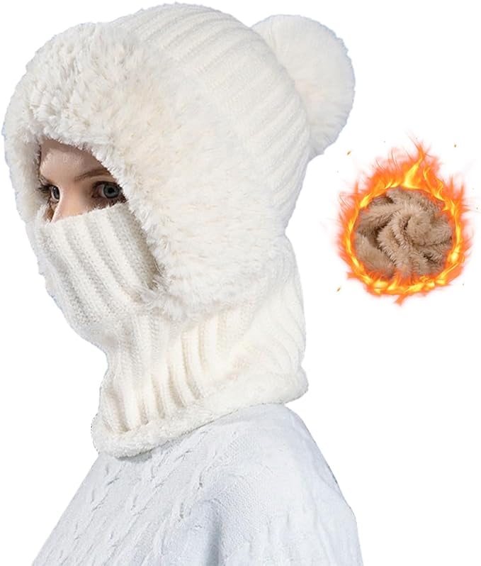 Generisch Winter Balaclava Hat 2026 - Women's Thermal Plush Ski Mask, Windproof 3-in-1 Beanie & Neck Warmer