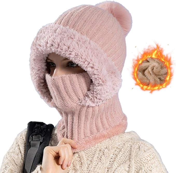 Generisch Winter Balaclava Hat 2026 - Women's Thermal Plush Ski Mask, Windproof 3-in-1 Beanie & Neck Warmer