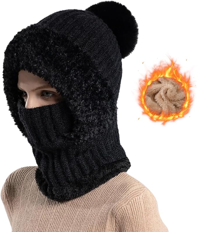 Generisch Winter Balaclava Hat 2026 - Women's Thermal Plush Ski Mask, Windproof 3-in-1 Beanie & Neck Warmer