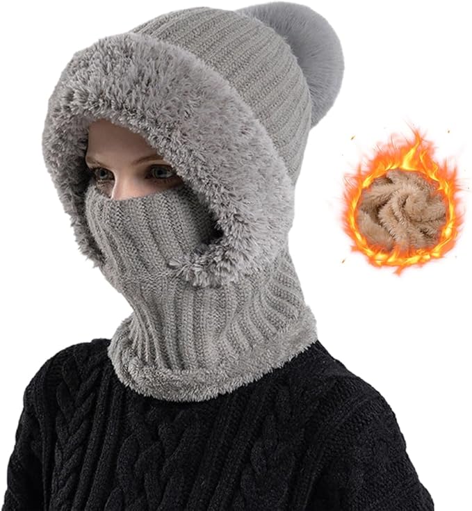 Generisch Winter Balaclava Hat 2026 - Women's Thermal Plush Ski Mask, Windproof 3-in-1 Beanie & Neck Warmer