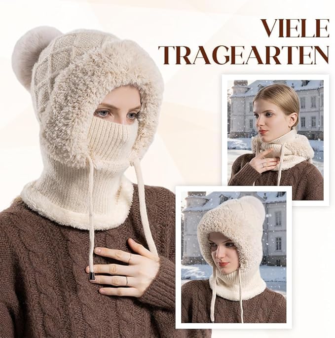 Generisch Winter Balaclava Hat 2026 - Women's Thermal Plush Ski Mask, Windproof 3-in-1 Beanie & Neck Warmer