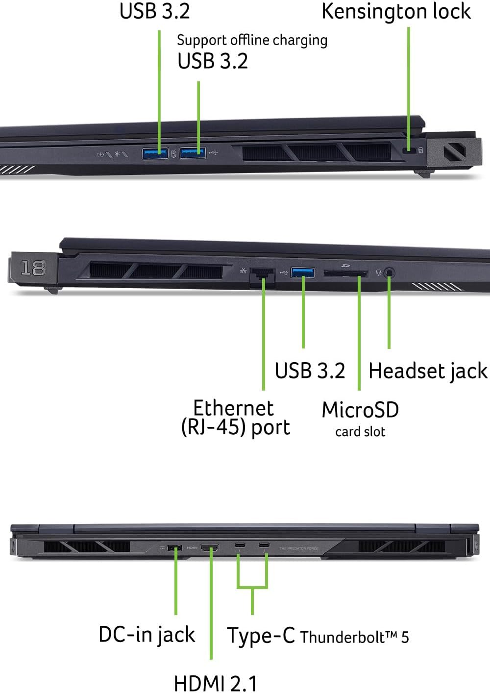 Acer Predator Helios 18 AI Gaming Laptop - 18