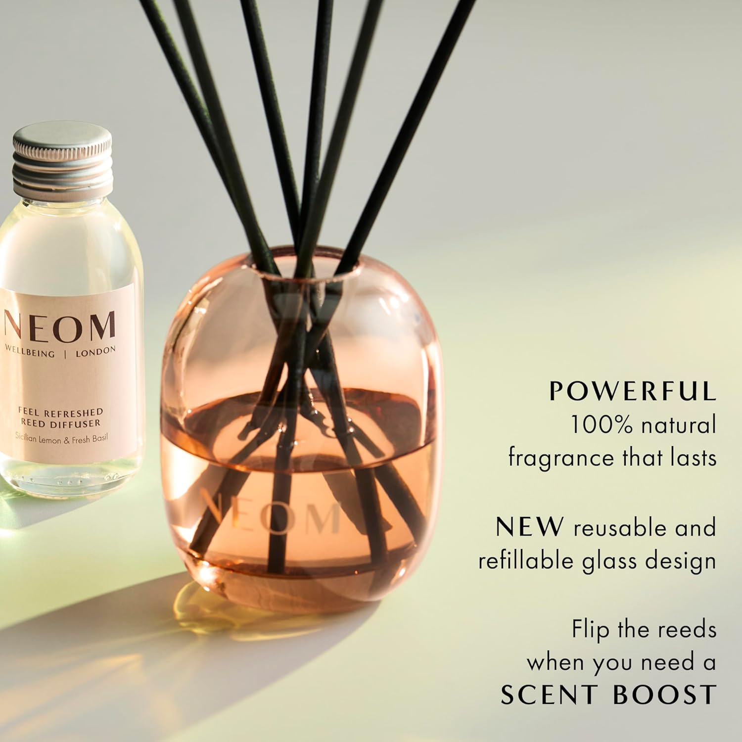 NEOM Sicilian Lemon & Basil Reed Diffuser | 100% Natural, 12-Week Lasting