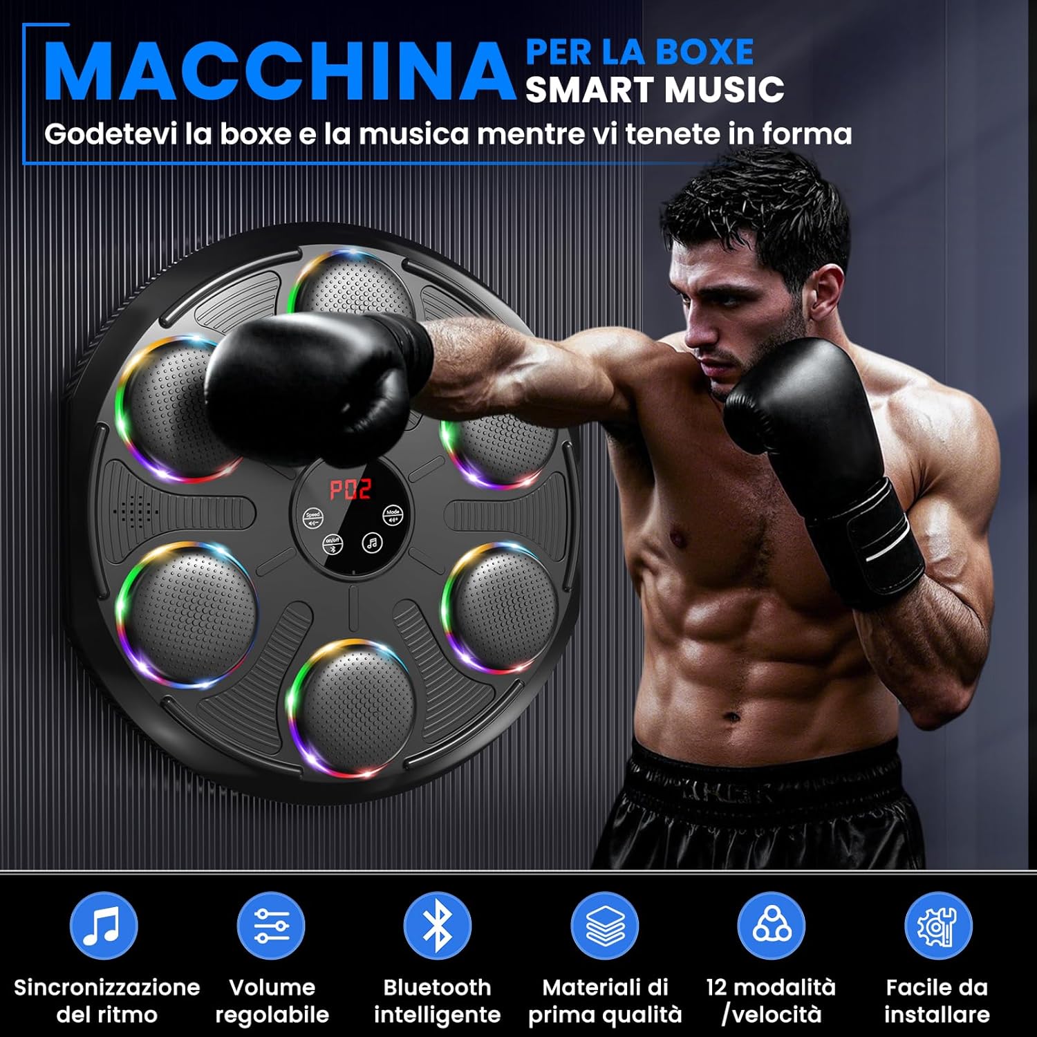 Boxing Machine with LED & Bluetooth | Wall-Mounted Punching Target for Adults & Kids