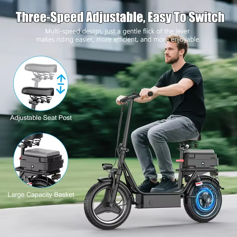 Folding electric scooter with trunk