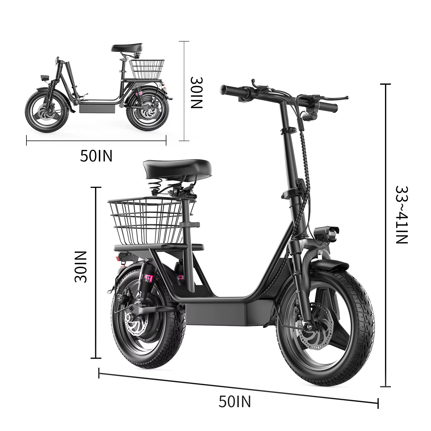 Electric Scooter with Basket for Adults