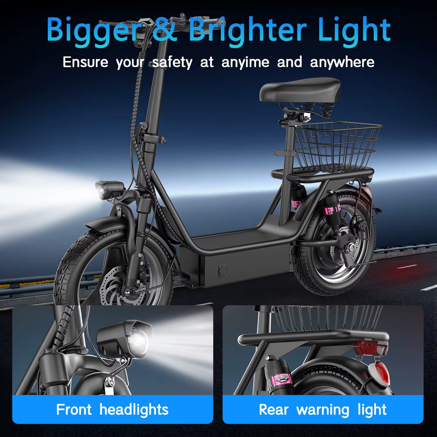 Electric Scooter with Basket for Adults