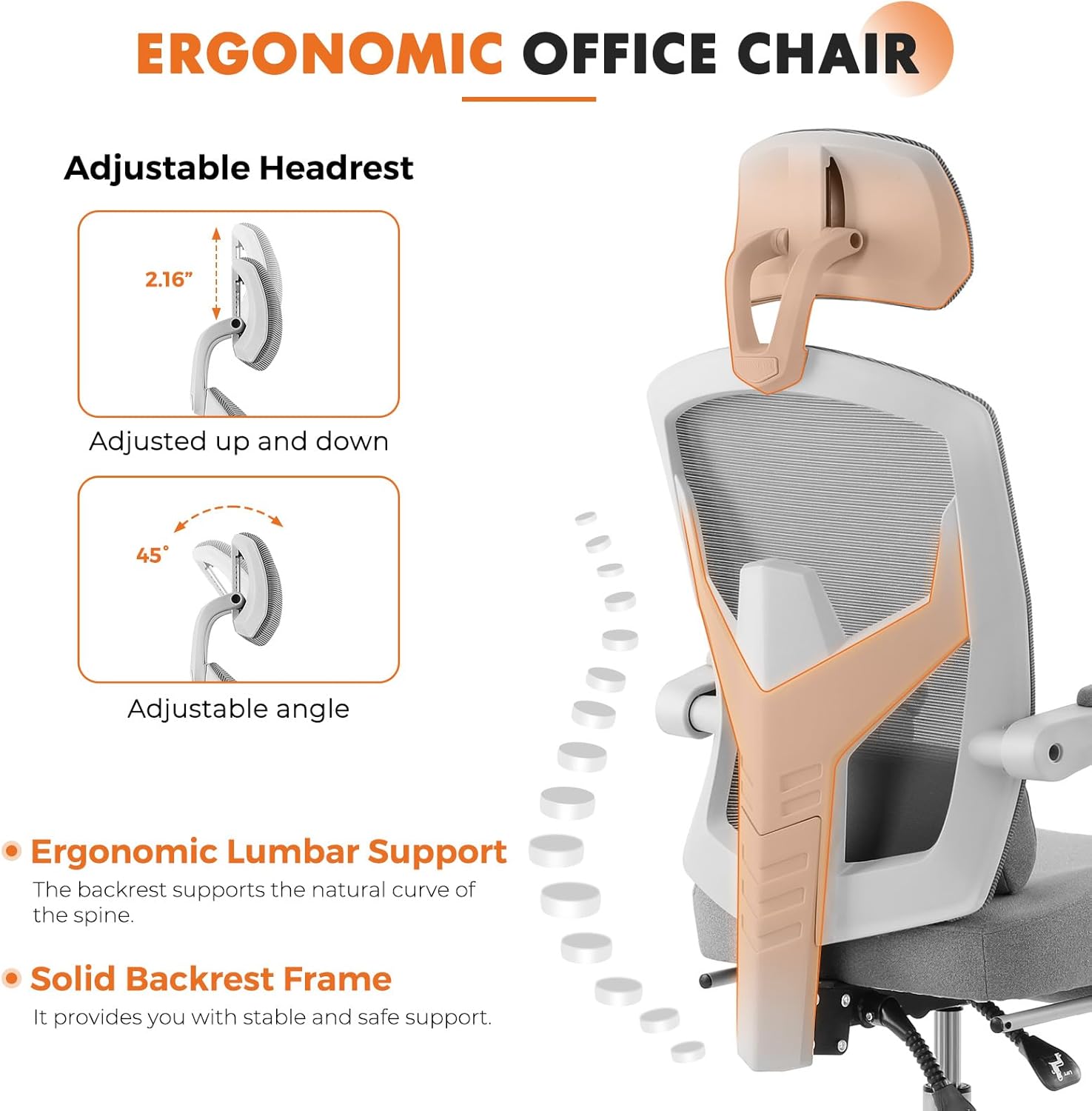 Sweetcrispy Ergonomic Office Chair Oficina reclinable con reposapiés