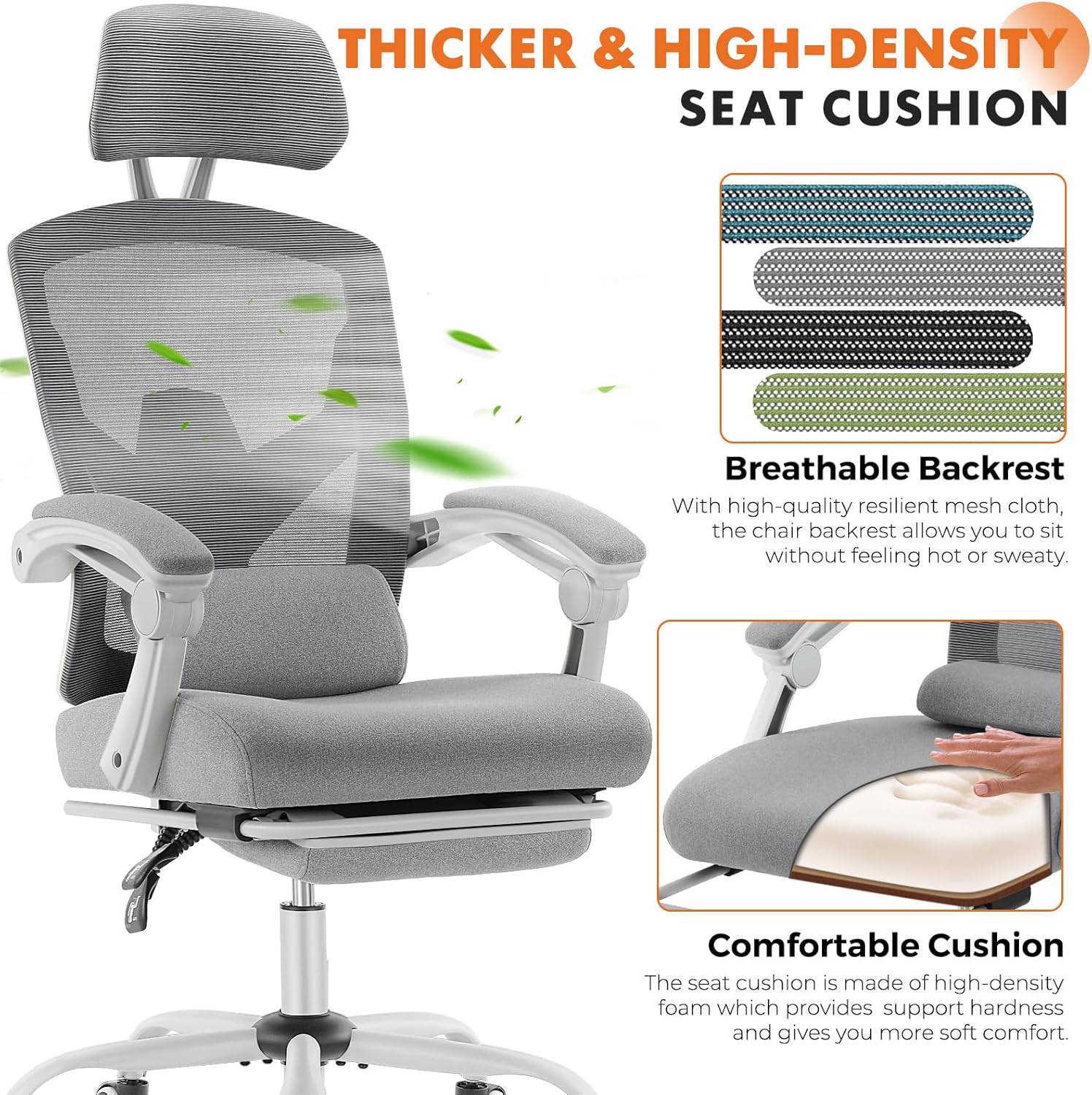 Sweetcrispy Ergonomic Office Chair Oficina reclinable con reposapiés