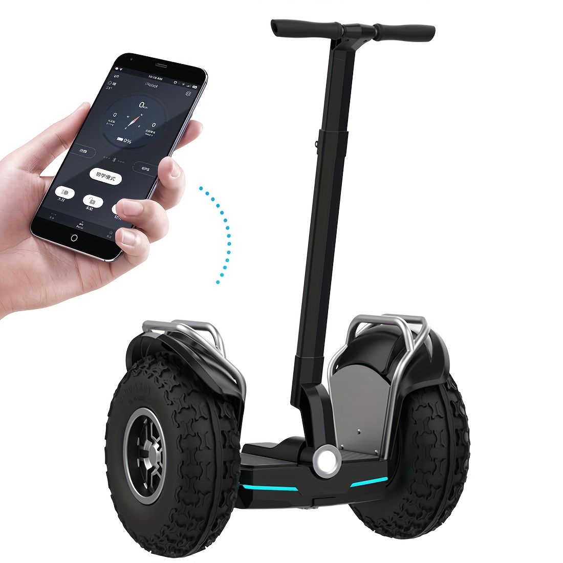 Smart Self-Balancing Electric Scooter with 750W Motor, 50-Mile Range & 12.5MPH Speed, 19” All-Terrain Tires, App Control, Dual-Power System (Battery\u002FElectric Plug-in), Port & Display, Heavy-Duty Lithium Battery for s