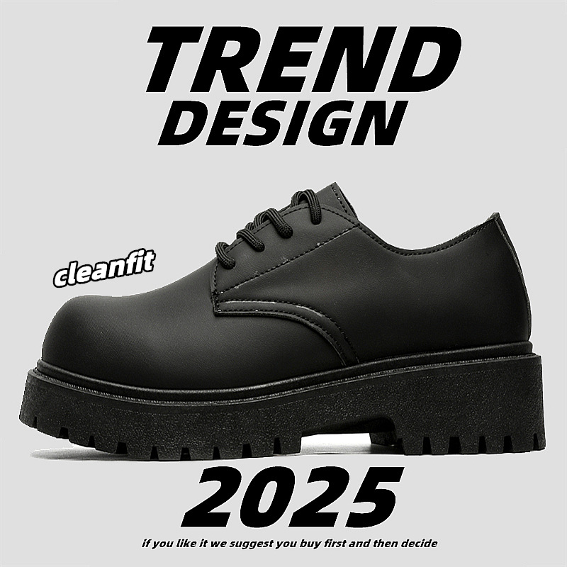 Women's Chunky-sole Oxford Shoes - Retro Lace-Up Chunky Platform Flats with Non-Slip PVC Sole, Round Toe & Durable Upper, All-Season Casual & Office Footwear (Short -like Design) - British Style Round-Toe Flats for