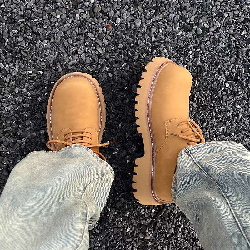 Women's Chunky-sole Oxford Shoes - Retro Lace-Up Chunky Platform Flats with Non-Slip PVC Sole, Round Toe & Durable Upper, All-Season Casual & Office Footwear (Short -like Design) - British Style Round-Toe Flats for