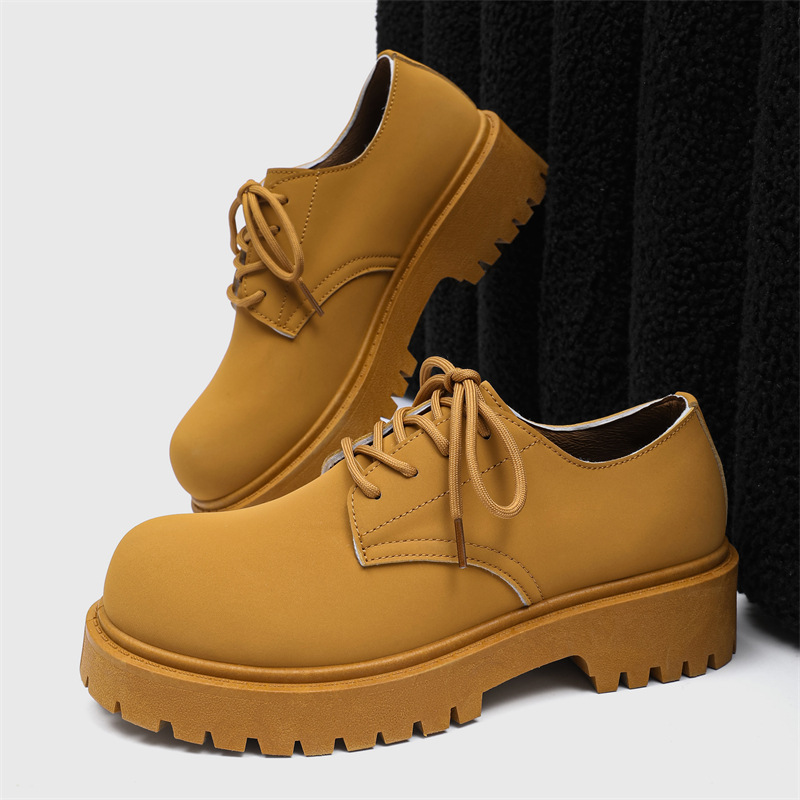 Women's Chunky-sole Oxford Shoes - Retro Lace-Up Chunky Platform Flats with Non-Slip PVC Sole, Round Toe & Durable Upper, All-Season Casual & Office Footwear (Short -like Design) - British Style Round-Toe Flats for