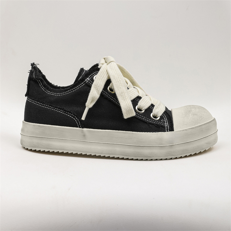 Dirty Vulcanized Shoes with Thick Soles Increase Wide Canvas Shoes.