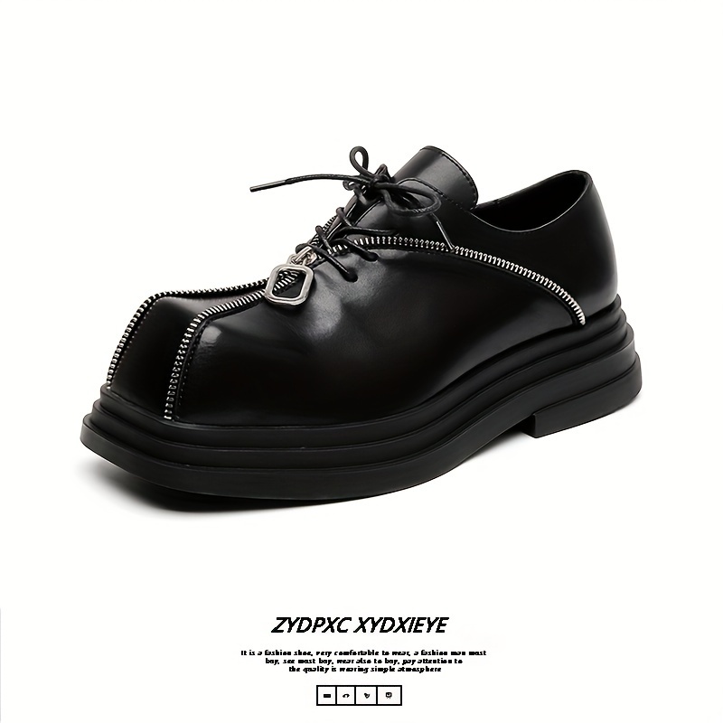 Men's Chic Solid Colour Rubber Sole Lace Up Boots, Comfy Non Slip Durable Casual Platform Shoes For Men's Outdoor Activities