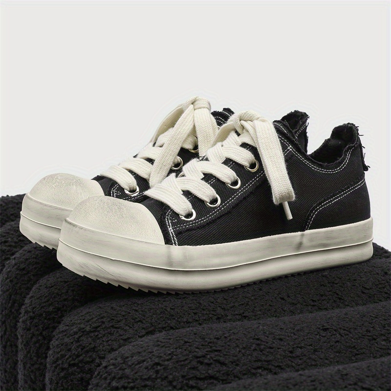 Dirty Vulcanized Shoes with Thick Soles Increase Wide Canvas Shoes.