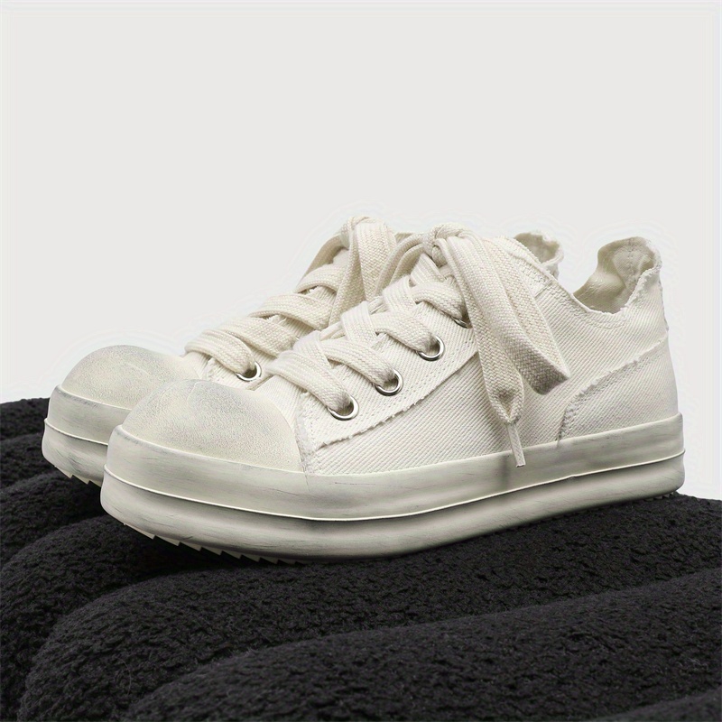 Dirty Vulcanized Shoes with Thick Soles Increase Wide Canvas Shoes.