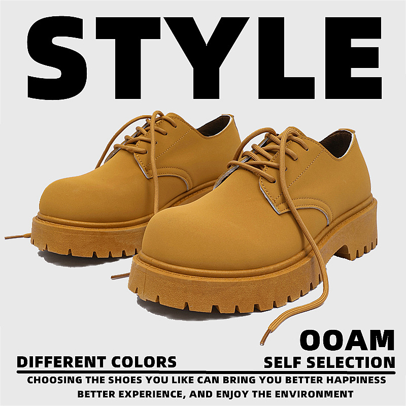 Women's Chunky-sole Oxford Shoes - Retro Lace-Up Chunky Platform Flats with Non-Slip PVC Sole, Round Toe & Durable Upper, All-Season Casual & Office Footwear (Short -like Design) - British Style Round-Toe Flats for