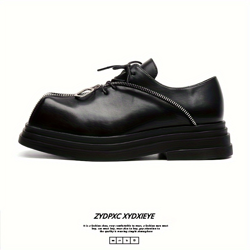 Men's Chic Solid Colour Rubber Sole Lace Up Boots, Comfy Non Slip Durable Casual Platform Shoes For Men's Outdoor Activities