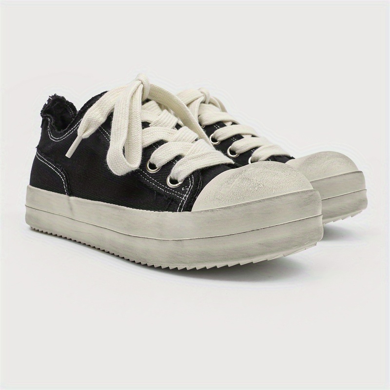 Dirty Vulcanized Shoes with Thick Soles Increase Wide Canvas Shoes.