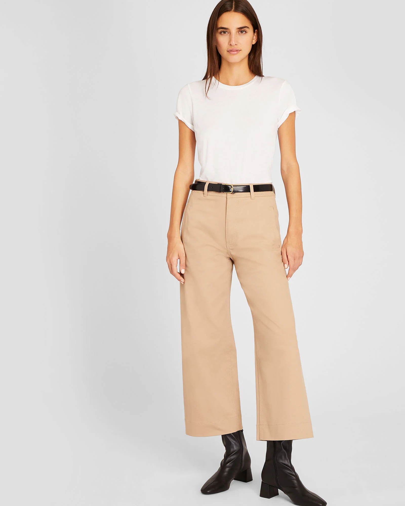 High Rise Cropped Twill Pant