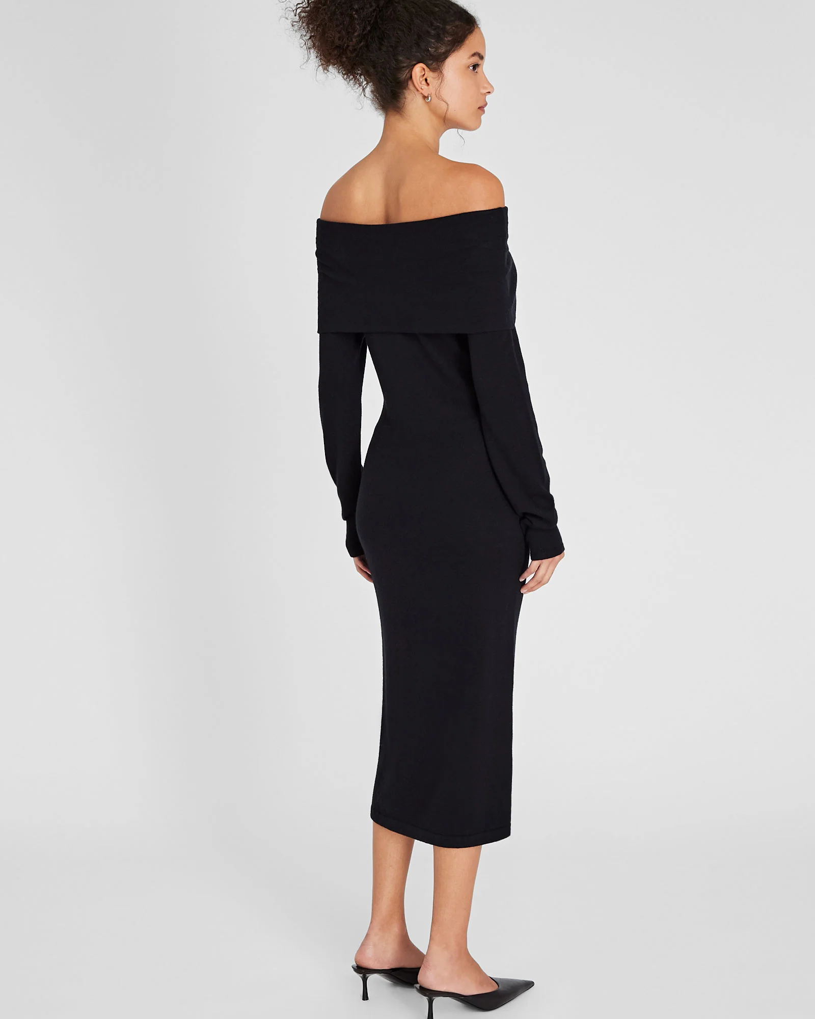 Off-The-Shoulder Cashmere Midi Dress