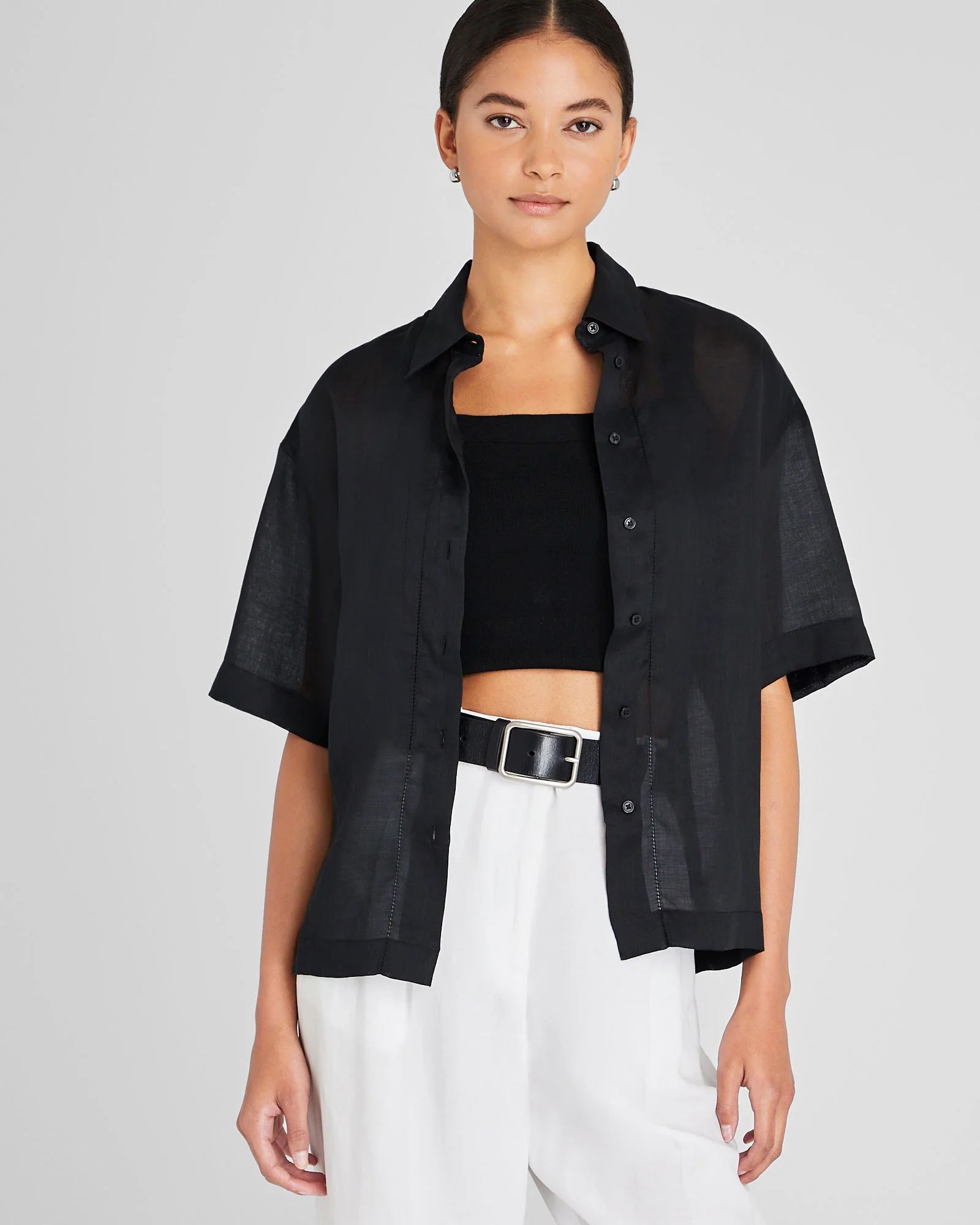 Ramie Button-Down Shirt