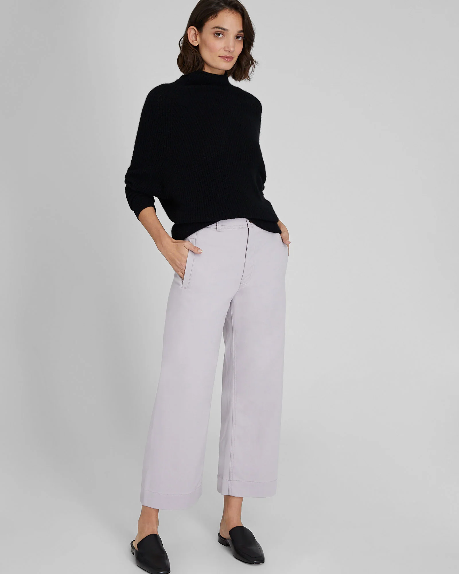 High Rise Cropped Twill Pant