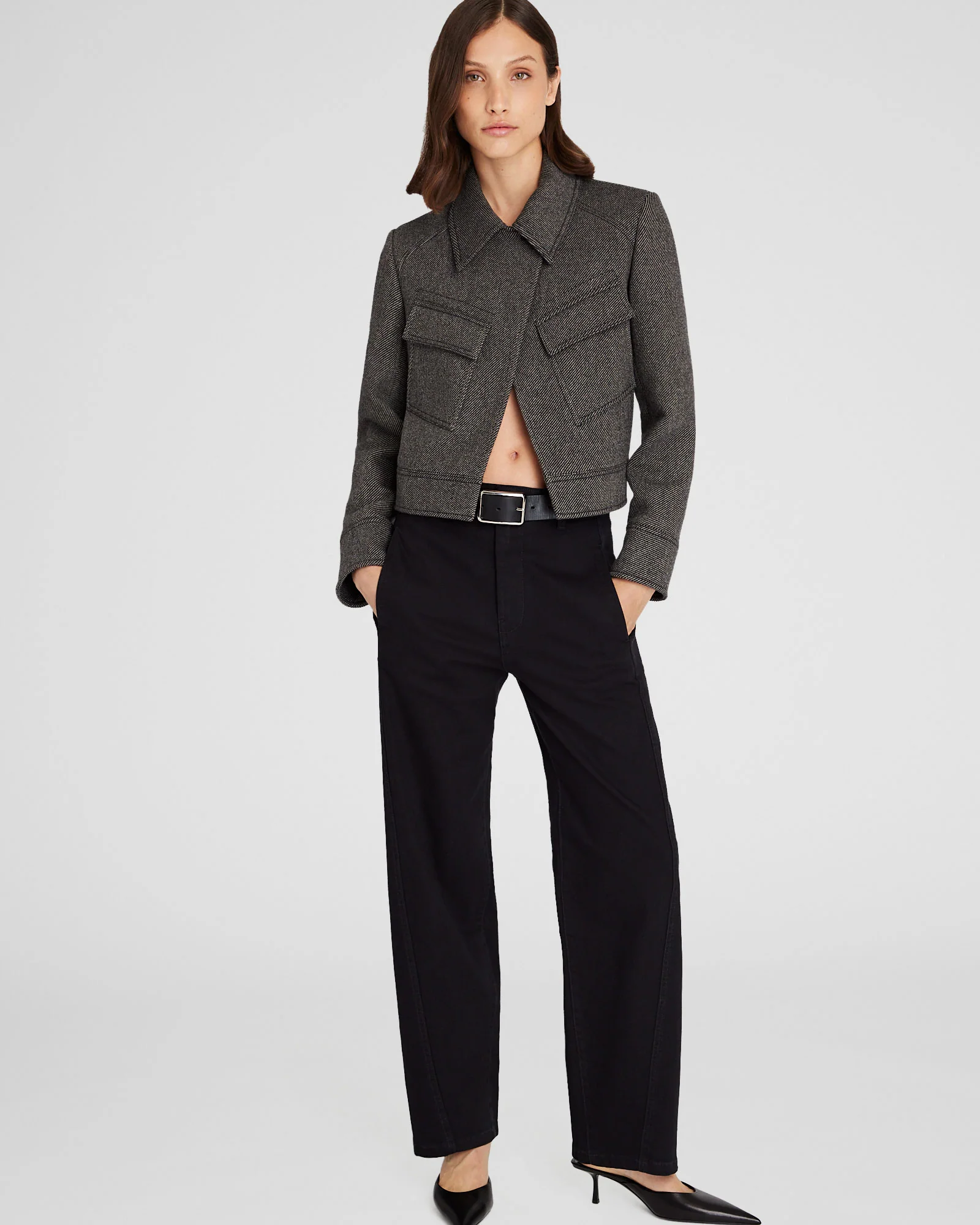 Cropped Wool Utility Jacket