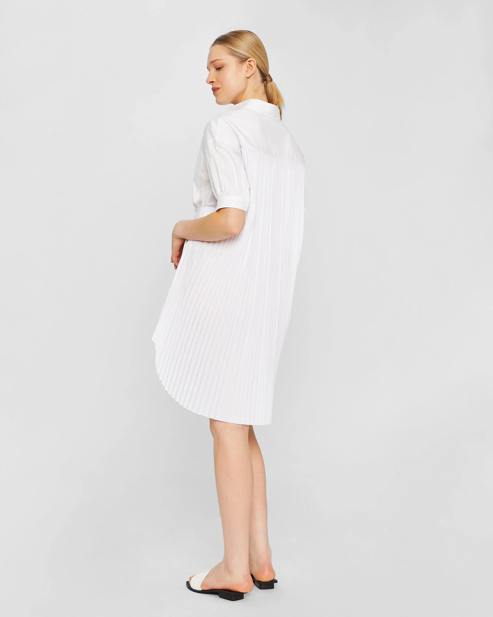 Novel Pleated Shirt Dress